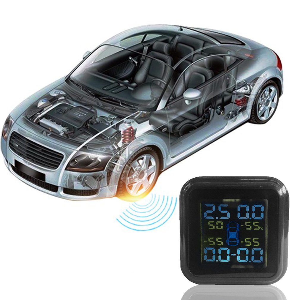 ZQ629301 Smart LCD Car TPMS A68 Cigarette Lighter Tire Pressure Monitoring System - Black