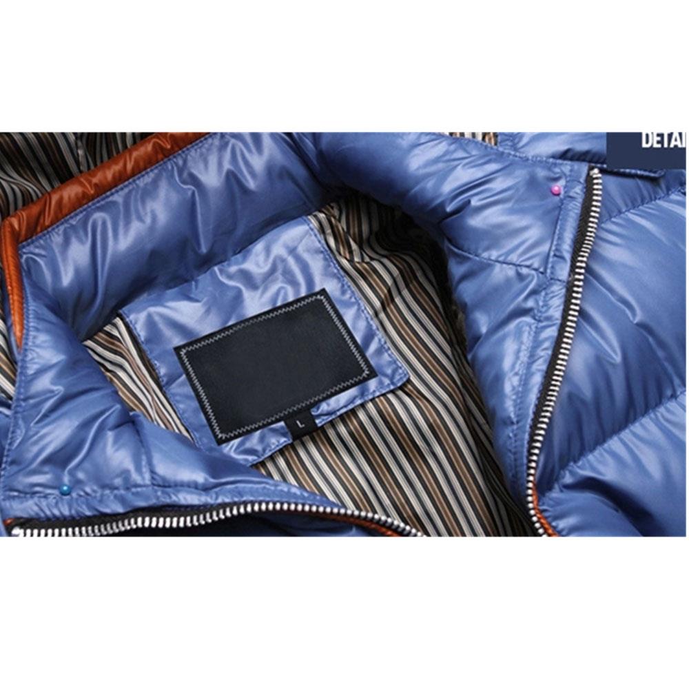 TG220 Men's Winter Hooded Down Jacket (Cotton Padded Warm Slim Fit Coat Size L) - Light Blue