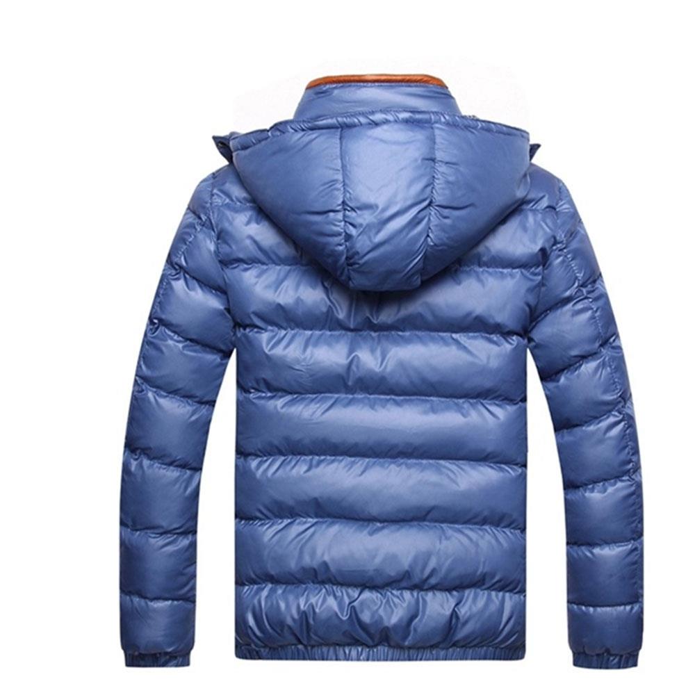 TG220 Men's Winter Hooded Down Jacket (Cotton Padded Warm Slim Fit Coat Size L) - Light Blue