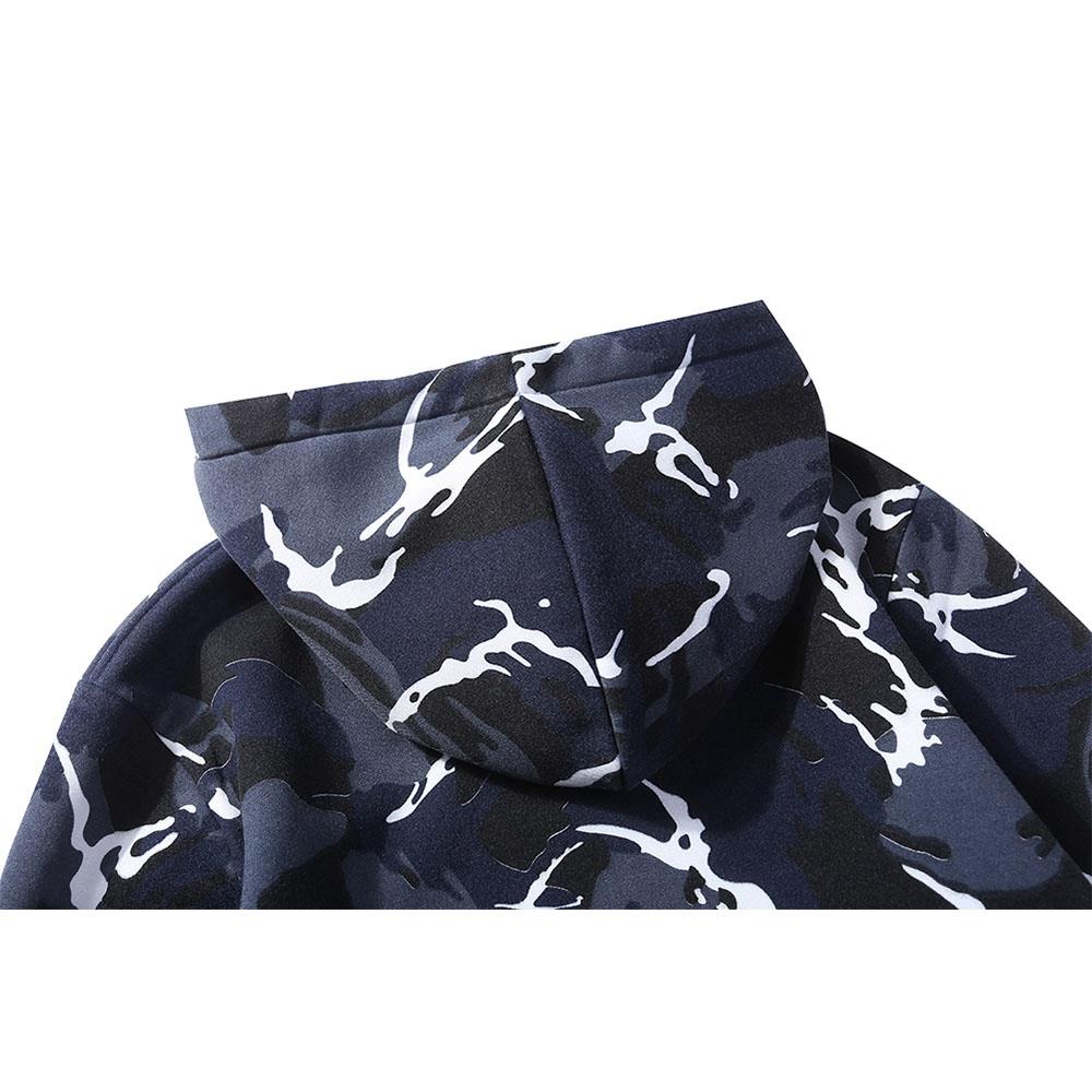 WY40 Men's Autumn Casual Long Sleeve Camouflage Pattern Hoodie Size M - Blue