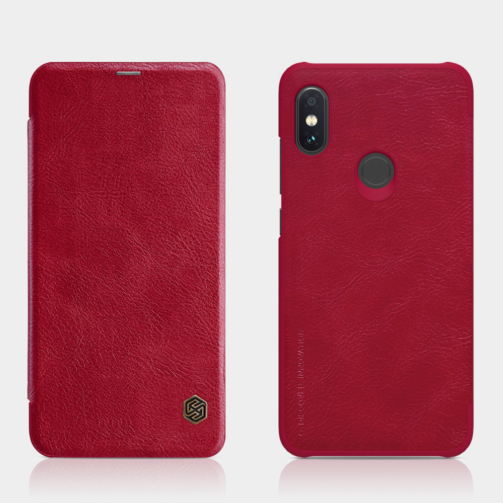 NILLKIN Protective Leather Phone Case for Xiaomi Redmi Note 6 Pro Protective Back Cover - Brown