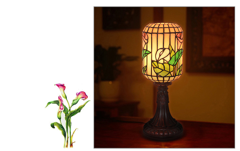 FUMAT Tiffany Style Stained Glass Table Lamp - Chinese Style Retro Red Plum Design