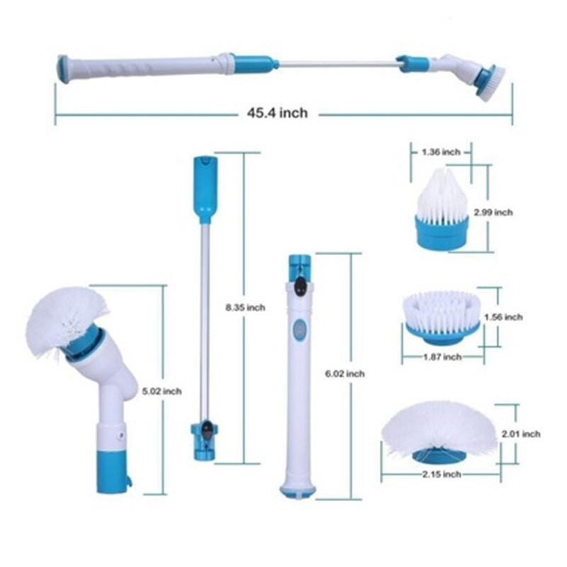 Electric Spin Scrubber Multi-function Automatic Cordless Cleaning Brush Household Cleaning Set - EU Plug