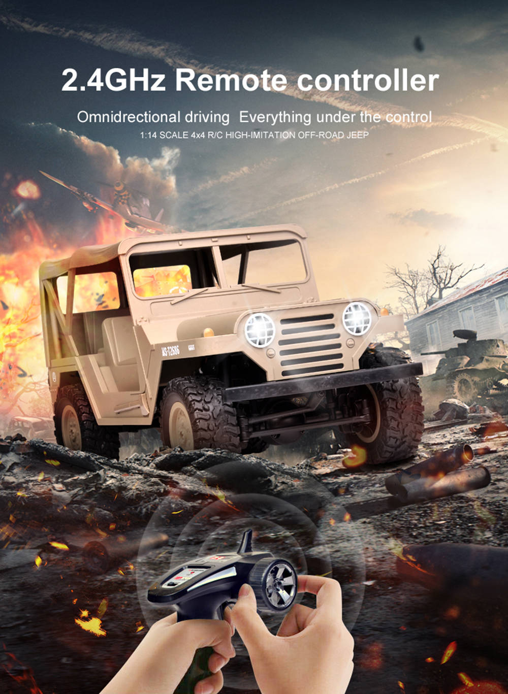 SUBOTECH BG1522 U.S.M151 JEEP 1/14 2.4G 4WD OFF-Road RC Car with LED Lights RTR - Green