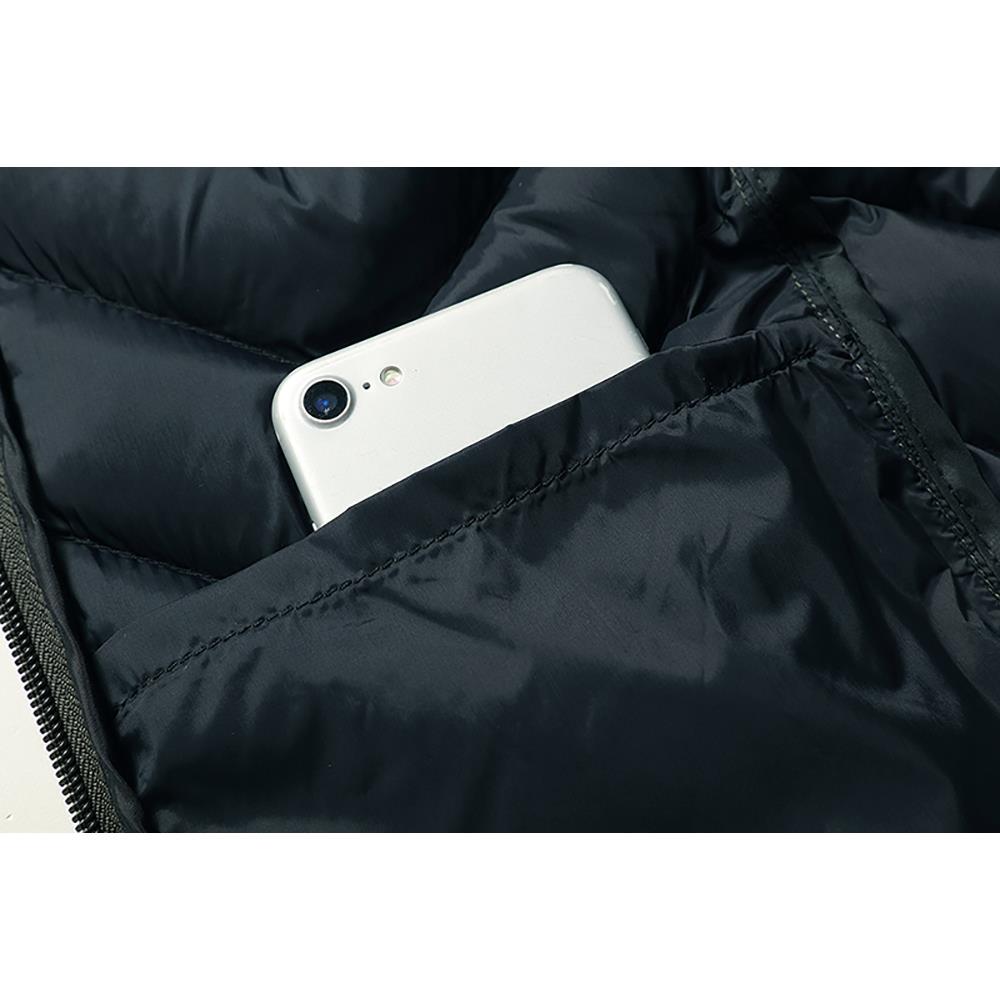 Men Winter Thick Stand Collar Solid Color Cotton Waistcoat Sleeveless Vest Size XL - Black