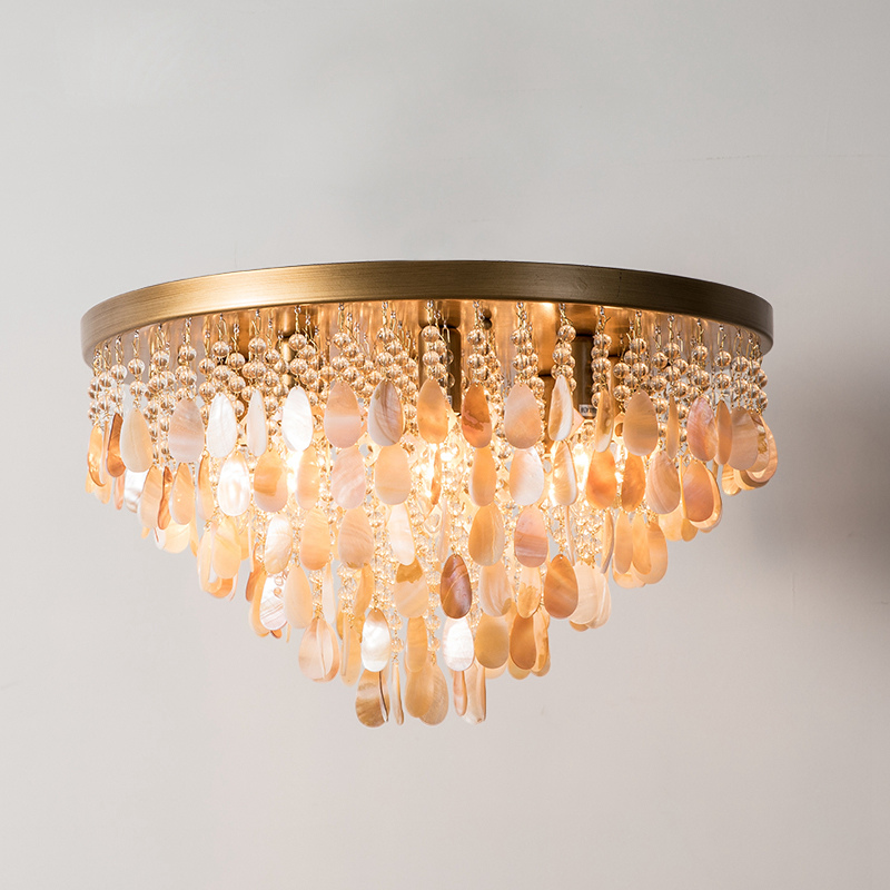 FUMAT Nordic Ceiling Light - Creative Shell Design Coffee Color with 6 Lights