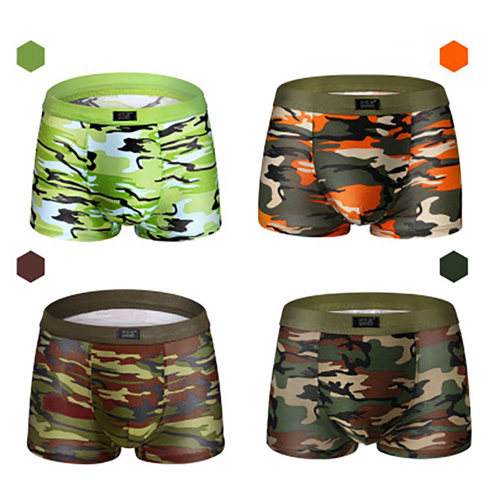 K004 Men Sexy Breathable Underpants U Convex Elastic Boxers Underwear Size L - Light Green