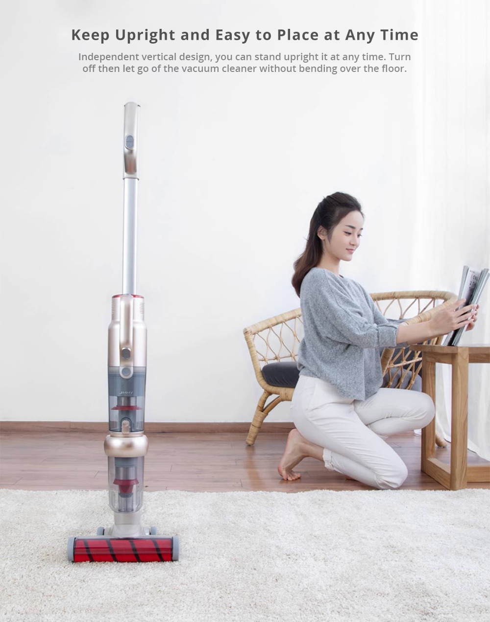 [International Version] Xiaomi LEXY JIMMY JV71 Vertical Cordless Stick Vacuum Cleaner 130AW Powerful Suction Anti-winding Hair Mite Cleaning - Champagne gold