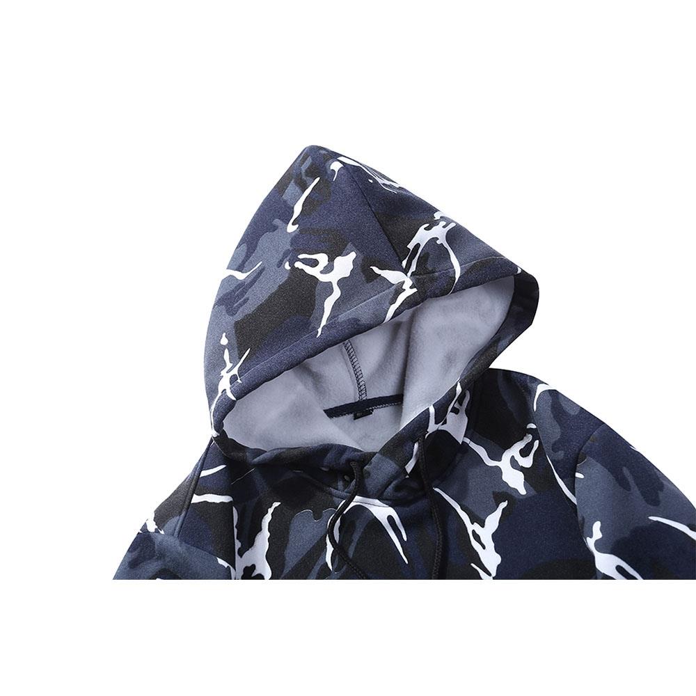 WY40 Men's Autumn Casual Long Sleeve Camouflage Pattern Hoodie Size M - Blue
