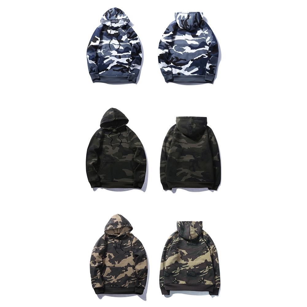 WY40 Men's Autumn Casual Long Sleeve Camouflage Pattern Hoodie Size M - Army Green