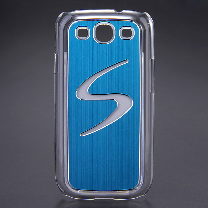 S Pattern Sense LED Flash Light Hard Case Cover for Samsung Galaxy S3 i9300 - Blue