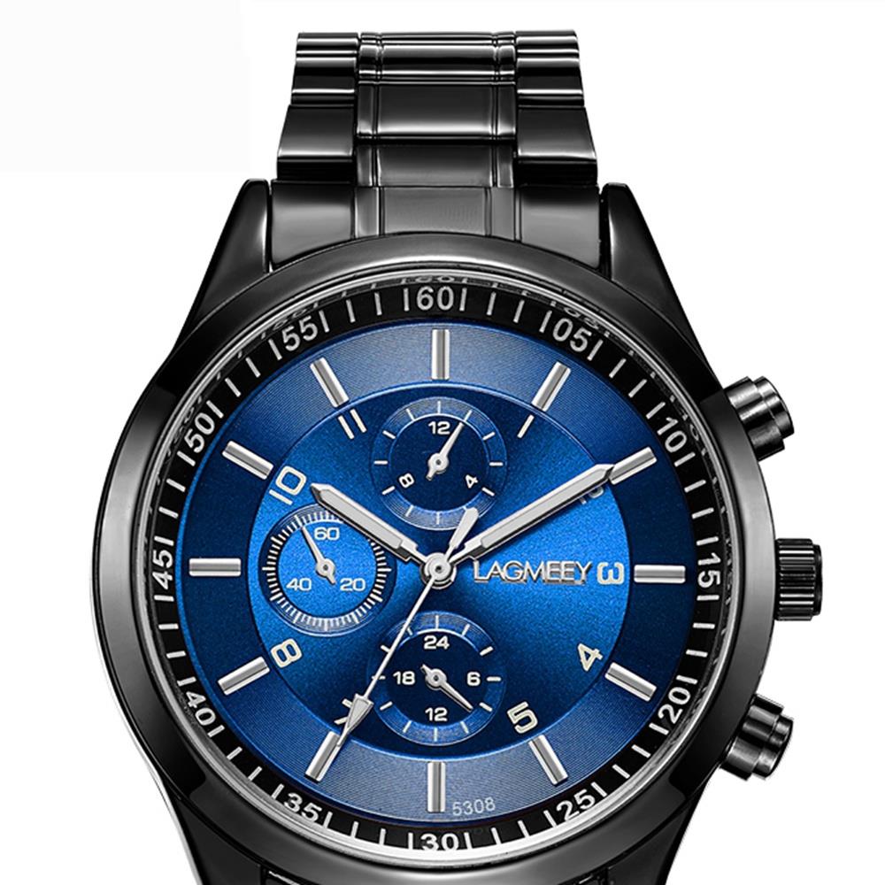 W5308 Men Casual Business Analog Quartz Wrist Watch Black Blue