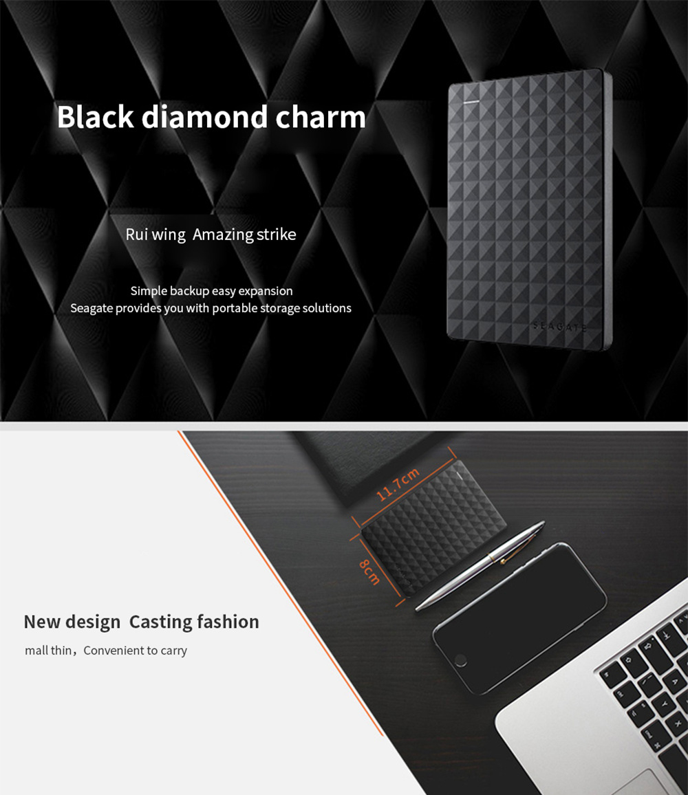 Seagate STEA500400 1TB Portable Expansion External Mobile Hard Drive 2.5 Inch USB 3.0 Interface 120MB/s - Black