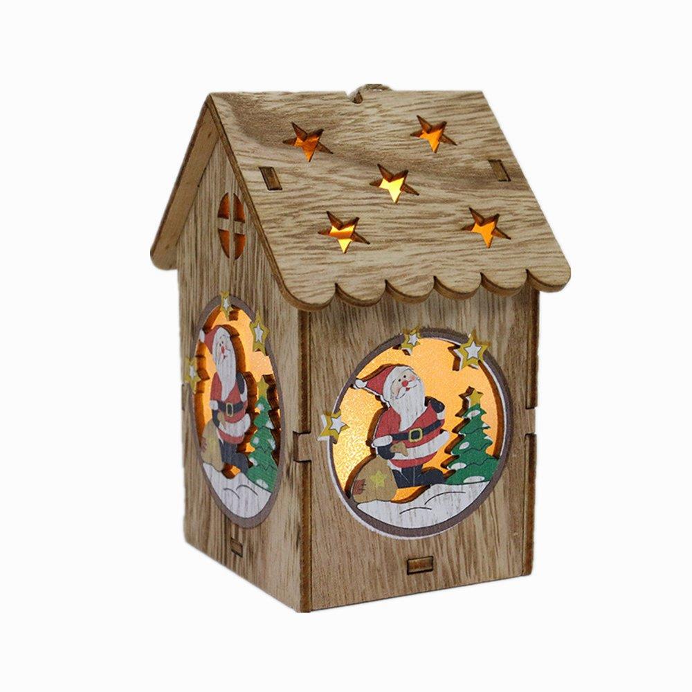 Wooden Lighting House Christmas Decorations Pendant Gift - Santa Claus