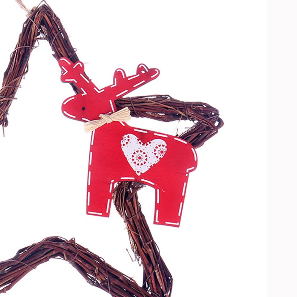 20LEDs Natural Dried Wreath DIY Pentagram Rattan String Light Wreaths Christmas Door Wall Wedding Decoration - Warm White