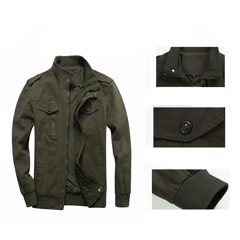 CA806 Men's Autumn Winter Casual Stand Collar Cotton Bomber Jacket Size M - Army Green