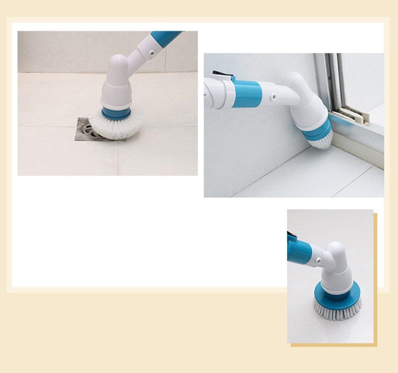 Electric Spin Scrubber Multi-function Automatic Cordless Cleaning Brush Household Cleaning Set - EU Plug