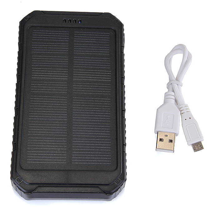 [HK Stock] 18000mAh Universal Solar Power Panel Charger Dual USB Power Bank for iPhone iPad HTC Lenovo Nokia - Black