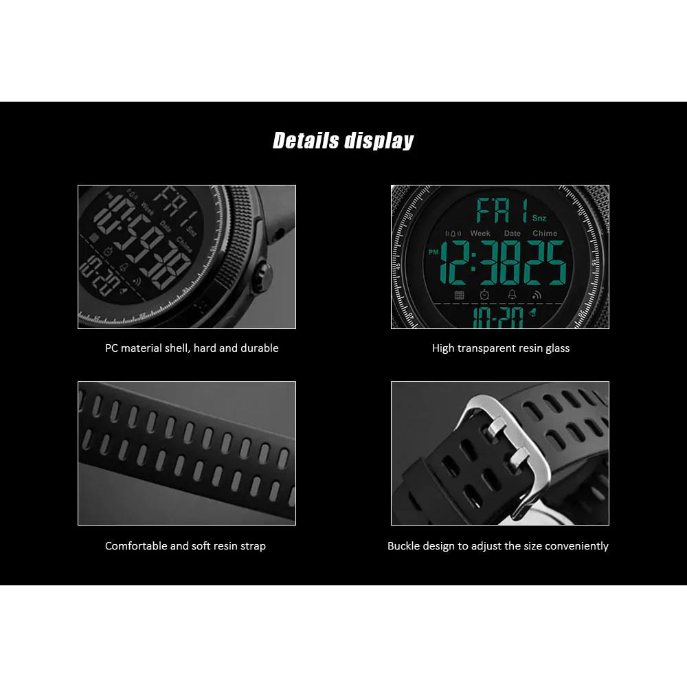 SKMEI 1251 Men's Sports Watch Countdown Double Time Alarm Chrono Digital Wristwatch - Black + Gold