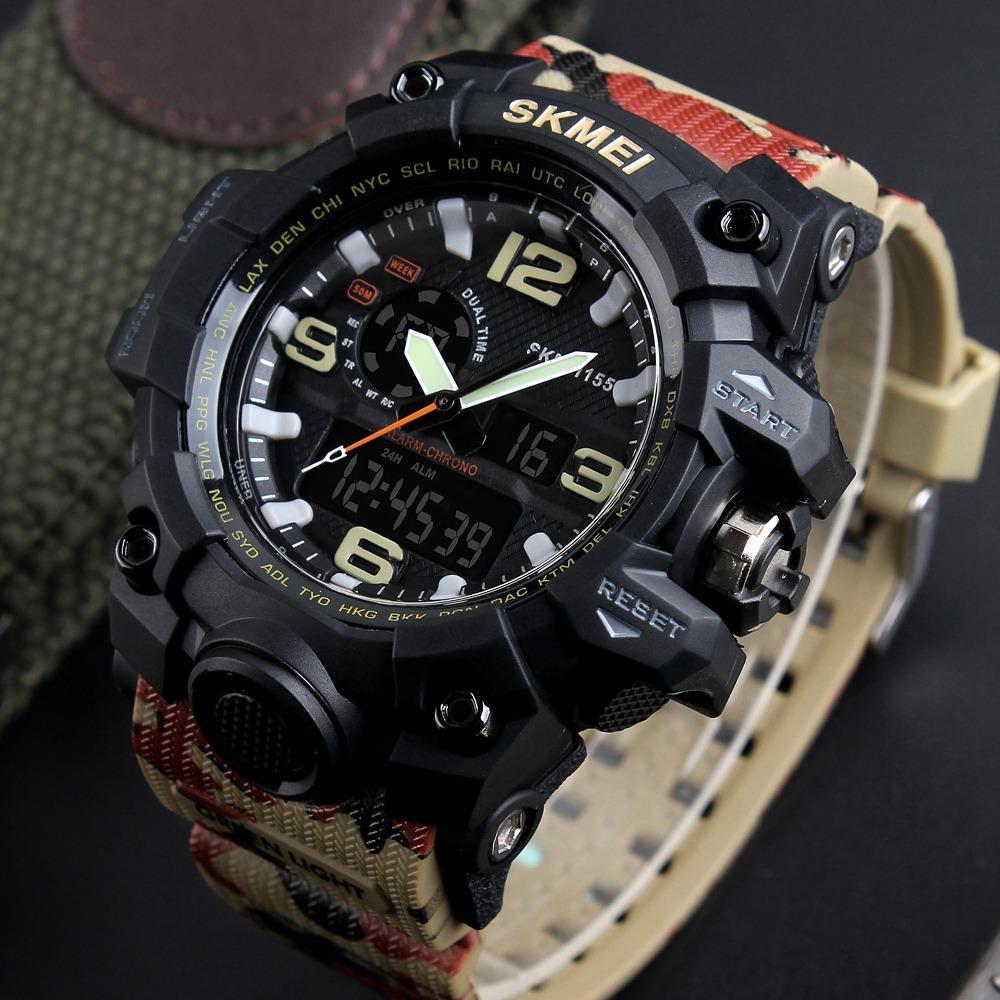 Skmei 1155 Men Led Digital Quartz Watch Silicone Band Red Camouflage