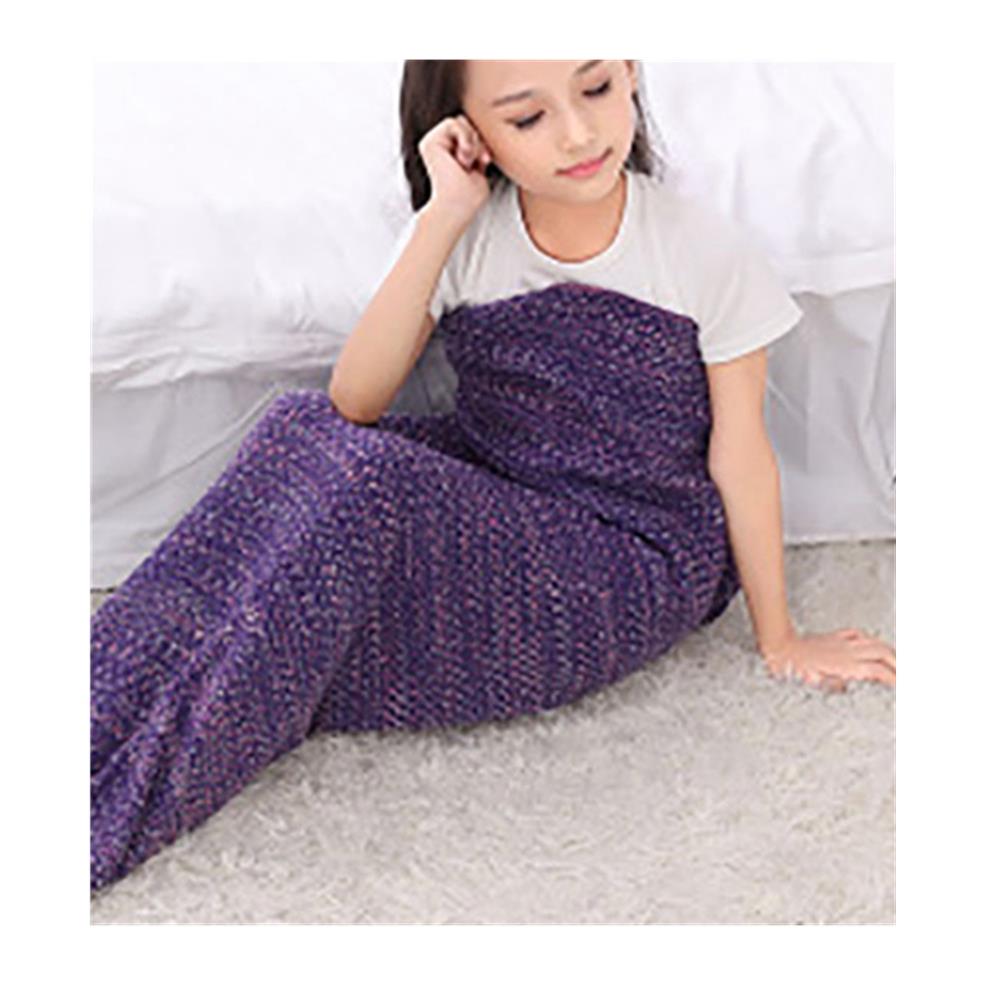 Children Mermaid Tail Blanket Fish Scales Knitting Soft Comfortable Blankets - Purple Red (Size 70*140cm)