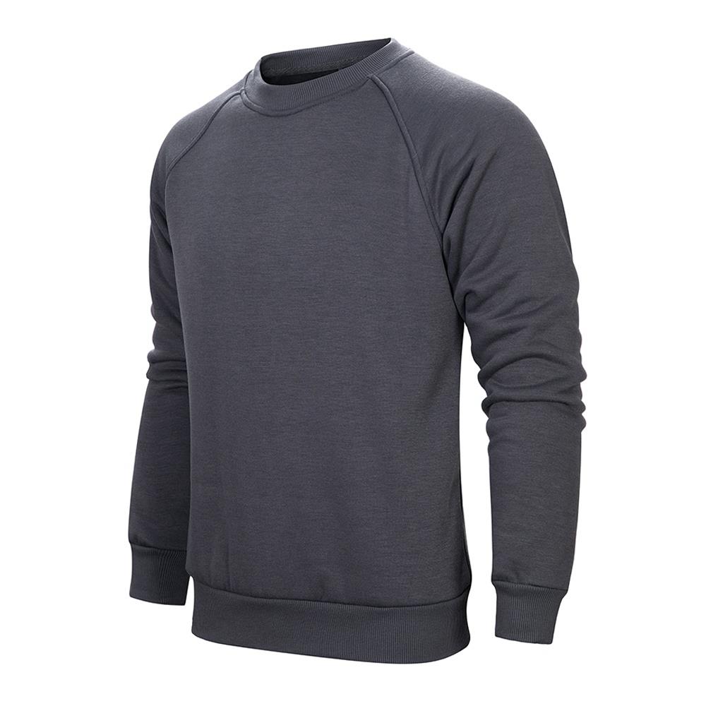 WY19 Men's Autumn Basic Casual Round Neck Sweatshirt (Solid Color Cotton Pullover Shirt Size M) - Dark Gray