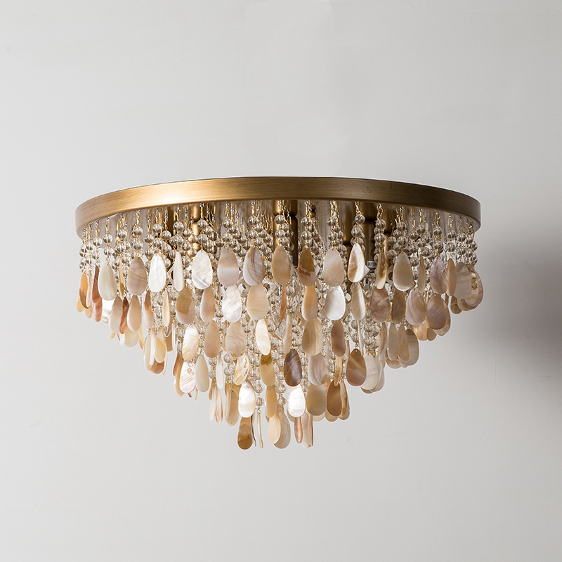 FUMAT Nordic Ceiling Light - Creative Shell Design Coffee Color with 6 Lights