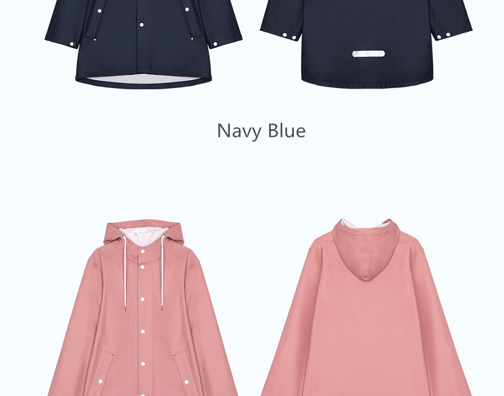 Xiaomi 7th Unisex Adult Raincoat (Waterproof Coat Jacket Reflective Strip Couple Cloak Poncho Size L Women) - Pink