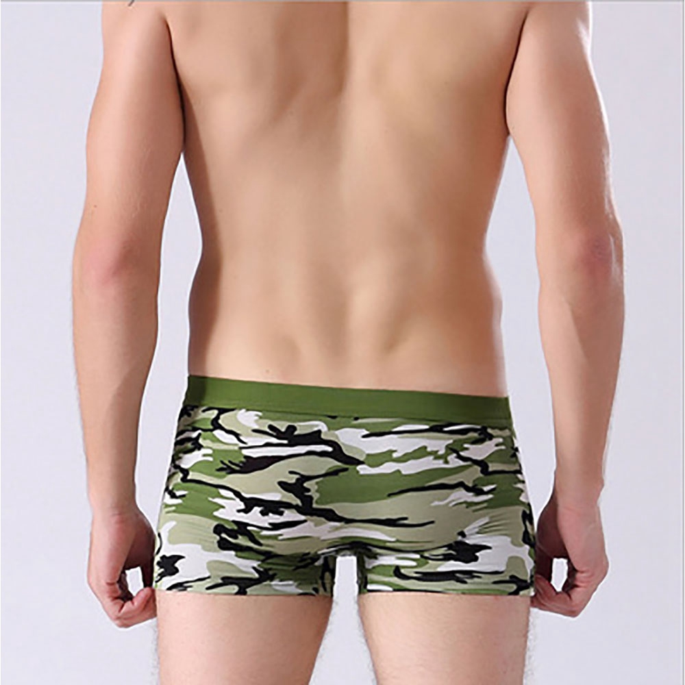 K004 Men Sexy Breathable Underpants U Convex Elastic Boxers Underwear Size L - Light Green
