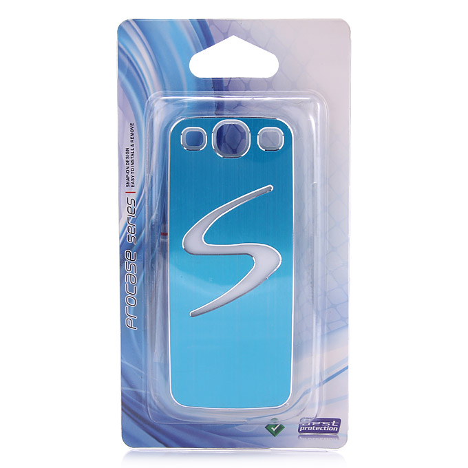 S Pattern Sense LED Flash Light Hard Case Cover for Samsung Galaxy S3 i9300 - Blue