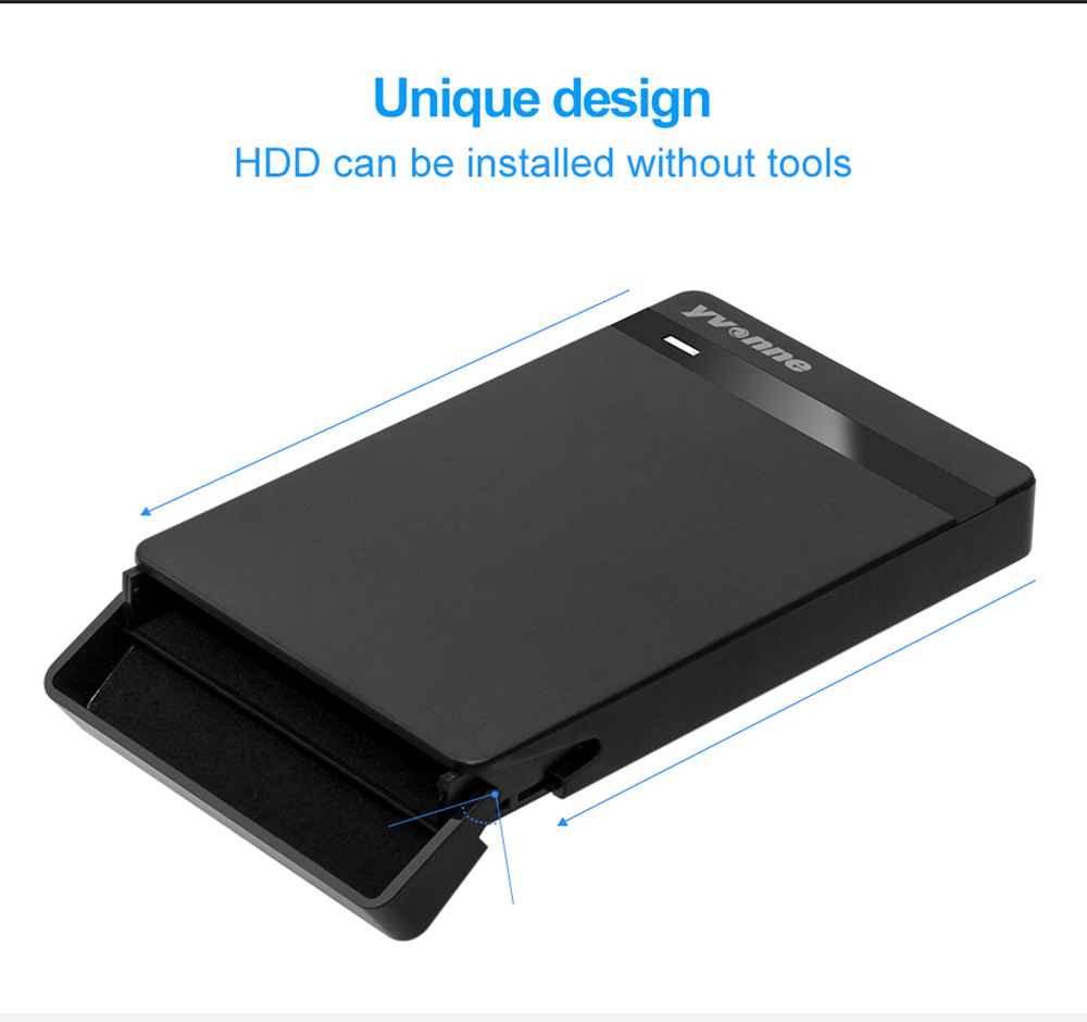 Yvnne HD213 SATA To USB 3.0 External Hard Drive Enclosure Case For 2.5 Inch HDD And SSD - Black