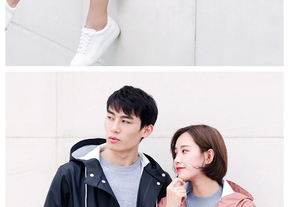 Xiaomi 7th Unisex Adult Raincoat (Waterproof Coat Jacket Reflective Strip Couple Cloak Poncho Size L Women) - Pink
