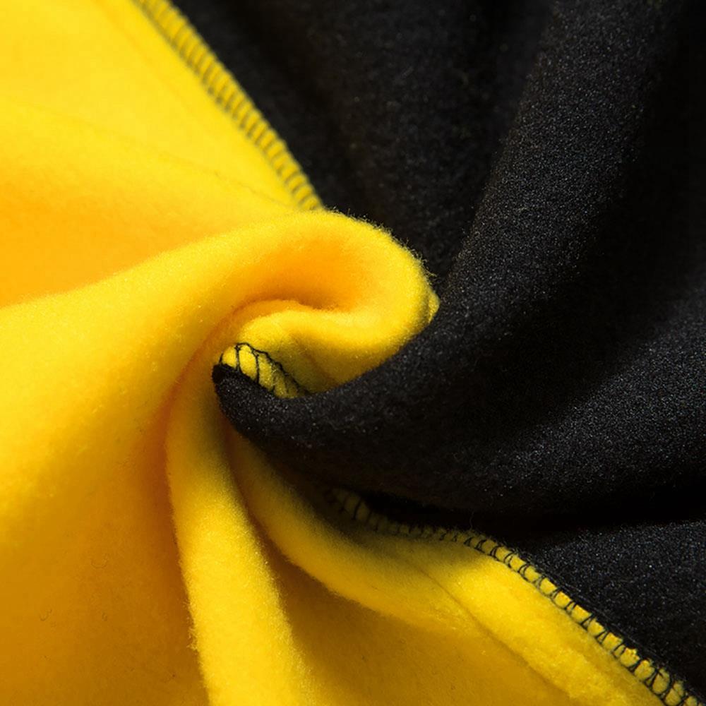 WY36 Men's Casual Color Block Zipper Design Cotton Hoodie Size S - Yellow and Black
