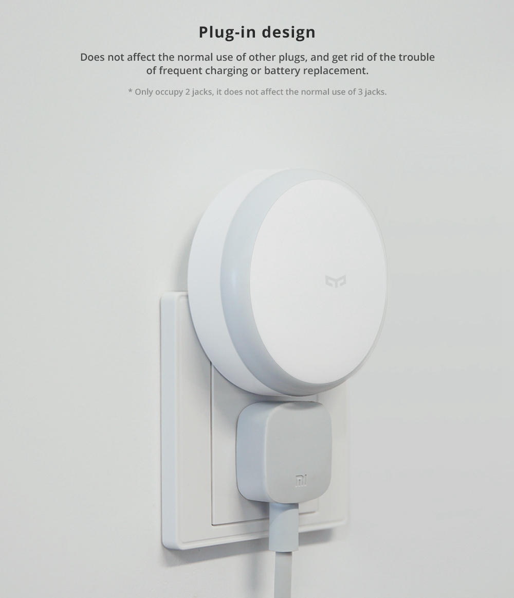 Xiaomi Yeelight Montion Sensor LED Night Light Smart LED Light Remote Control with Body Motion Infrared Sensor Plug-in Version - White