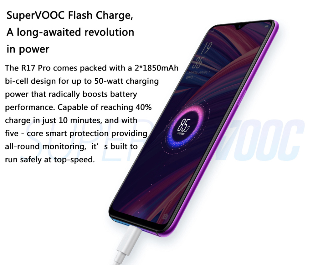 OPPO R17 Pro 6.4 Inch 4G LTE Smartphone Snapdragon 710 8GB 128GB 12.0MP+20.0MP+3D Triple Rear Cameras Android 8.1 In-display Fingerprint Fast Charge - Emerald Green