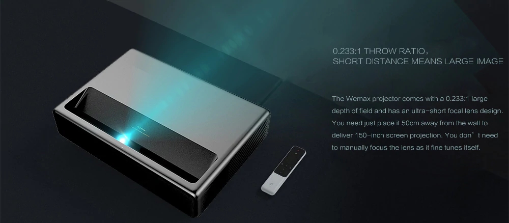 Xiaomi WEMAX ONE Ultra Short Throw  Full HD Laser Projector 7000 Lumens HDR 3000:1 0.47 inch DMD 150 inch T968 Android 6.0 ALPD 3.0