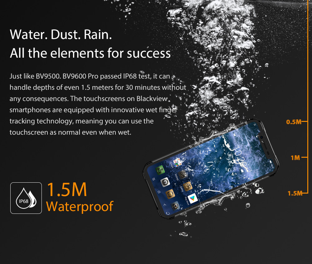 [HK Stock]Blackview BV9600 pro 6.21 Inch 4G LTE Smartphone Helio P60 6GB 128GB 16.0MP + 8.0MP Dual Rear Cameras Android 8.1 IP68 Wireless Charging NFC Face Unlock - Gray