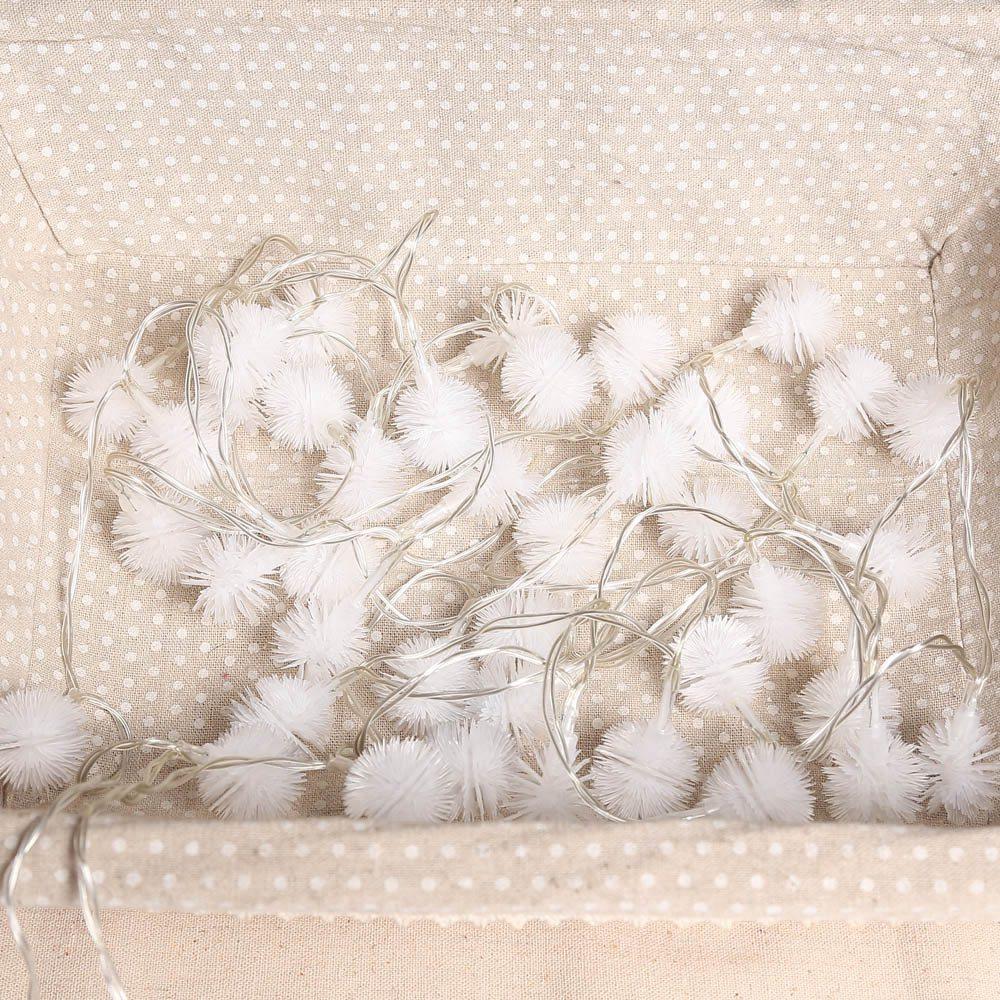 20PCS Fluffy Ball LED Battery LED String Lights Holiday Christmas Party Garden Decoration Lights (2.2 Meters) - Warm Whit