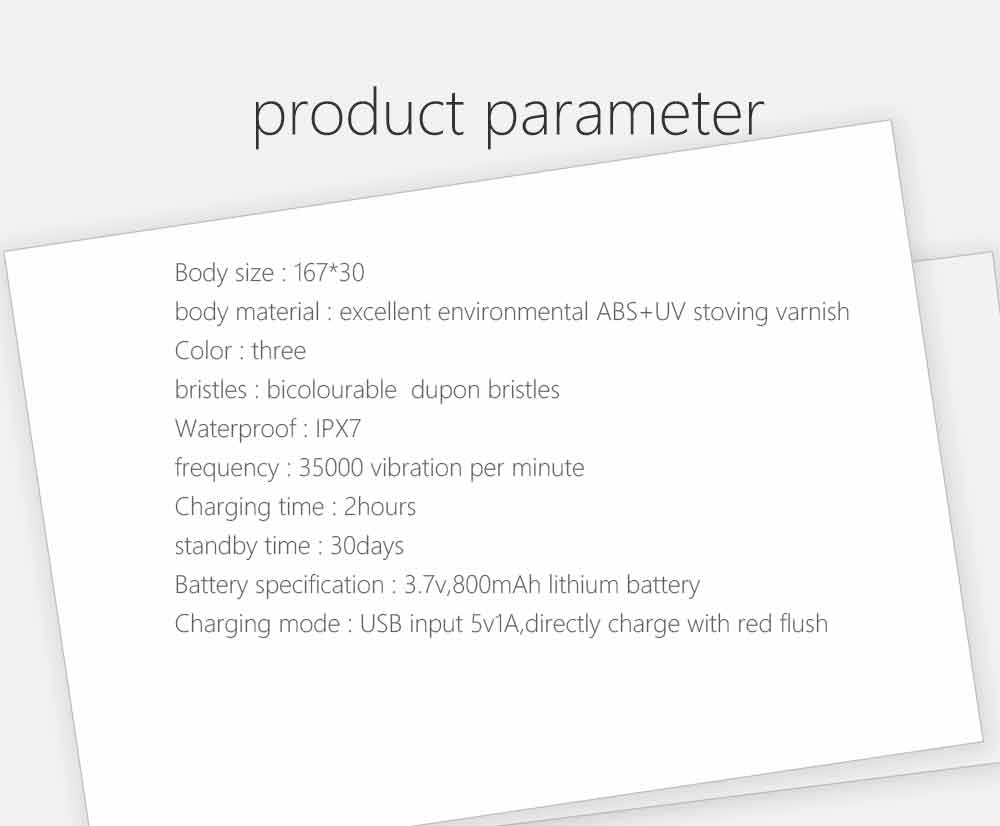 Utalife TB601 Sonic Electric Toothbrush Rechargeable IPX7 Water Resistant 5 Modes - Black