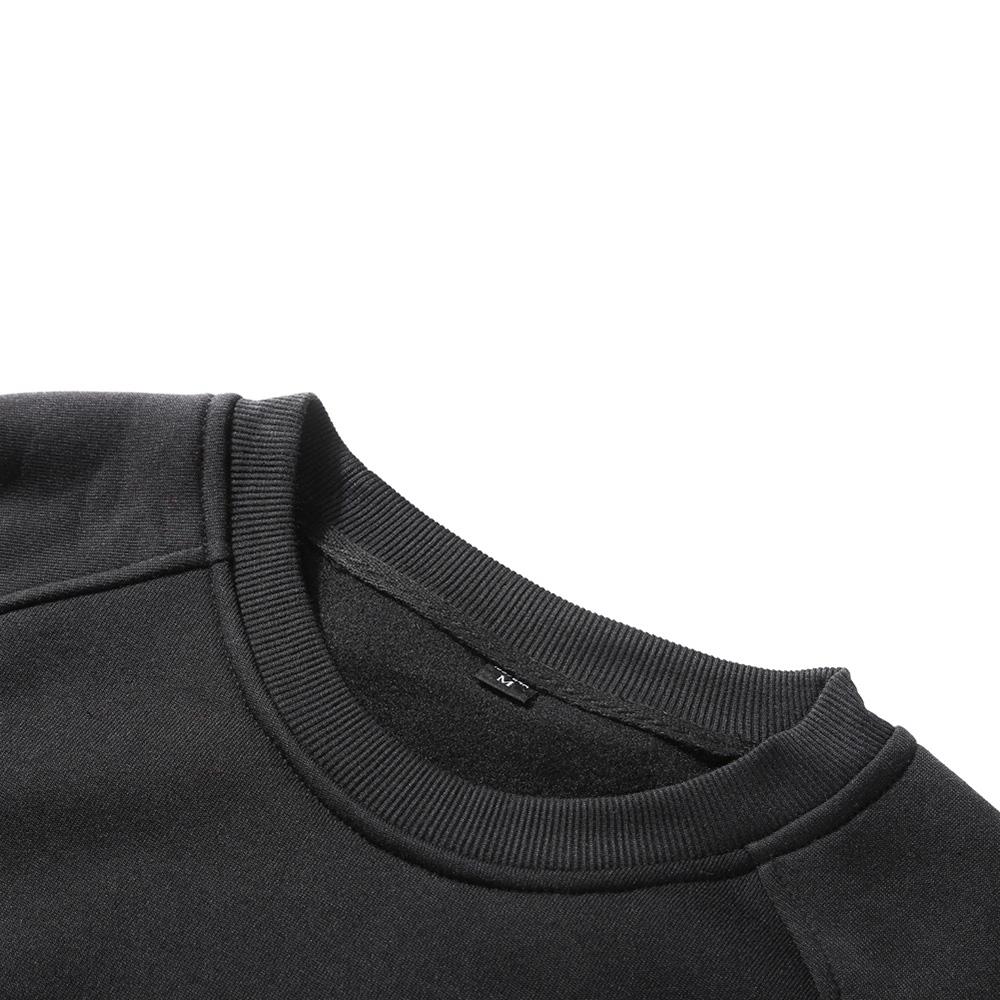 WY19 Men's Autumn Basic Casual Round Neck Sweatshirt (Solid Color Cotton Pullover Shirt Size M) - Dark Gray
