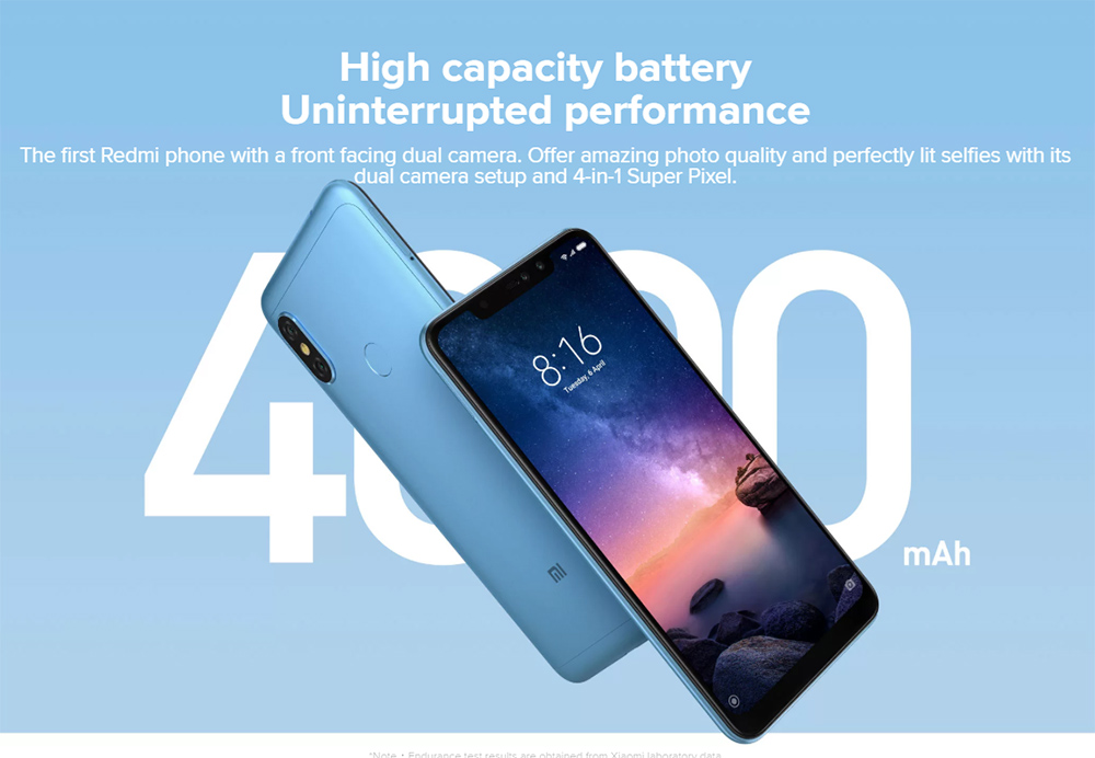 [Spain Stock][Official Global Version]Xiaomi Redmi Note 6 Pro 6.26 Inch 4G LTE Smartphone Snapdragon 636 4GB 64GB 12.0MP + 5.0MP Dual Rear Cameras MIUI 9 Face ID FHD+ Screen - Black