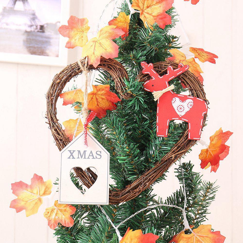 20LEDs Natural Dried Wreath DIY Heart Rattan String Light Wreaths Christmas Door Wall Wedding Decoration - Warm White