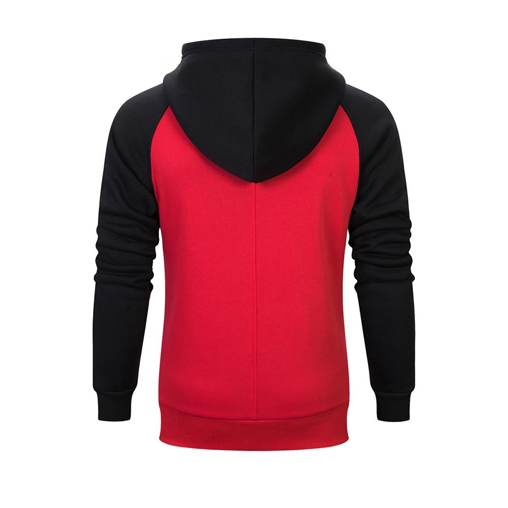 WY39 Men's Autumn Winter Raglan Hoodie (Color Block Breathable Size M) - Red