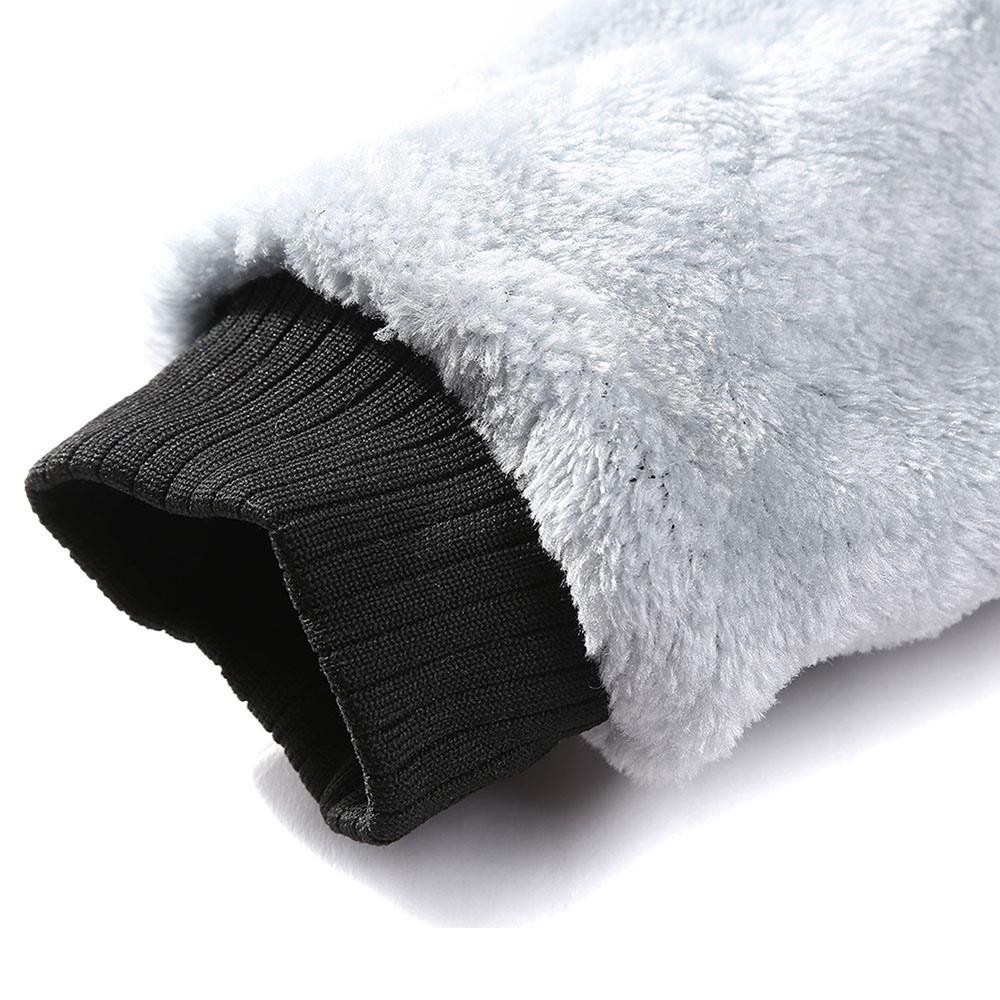 W02 Men's Autumn Winter Casual Color Block Cotton Cashmere Hooded Coat Size M - Blue + Gray