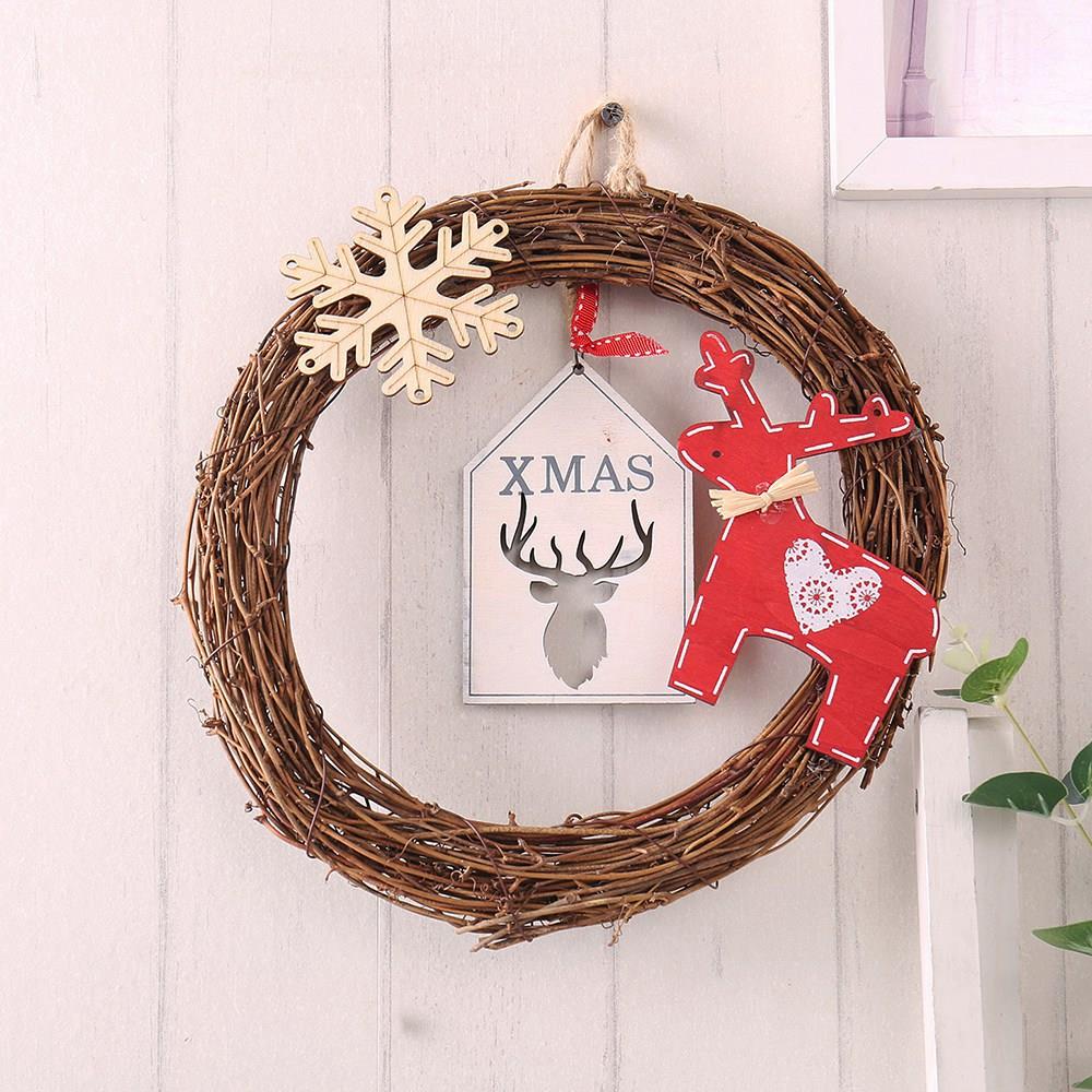 20LEDs Natural Dried Wreath DIY Round Rattan String Light Wreaths Christmas Door Wall Wedding Decoration - Warm White