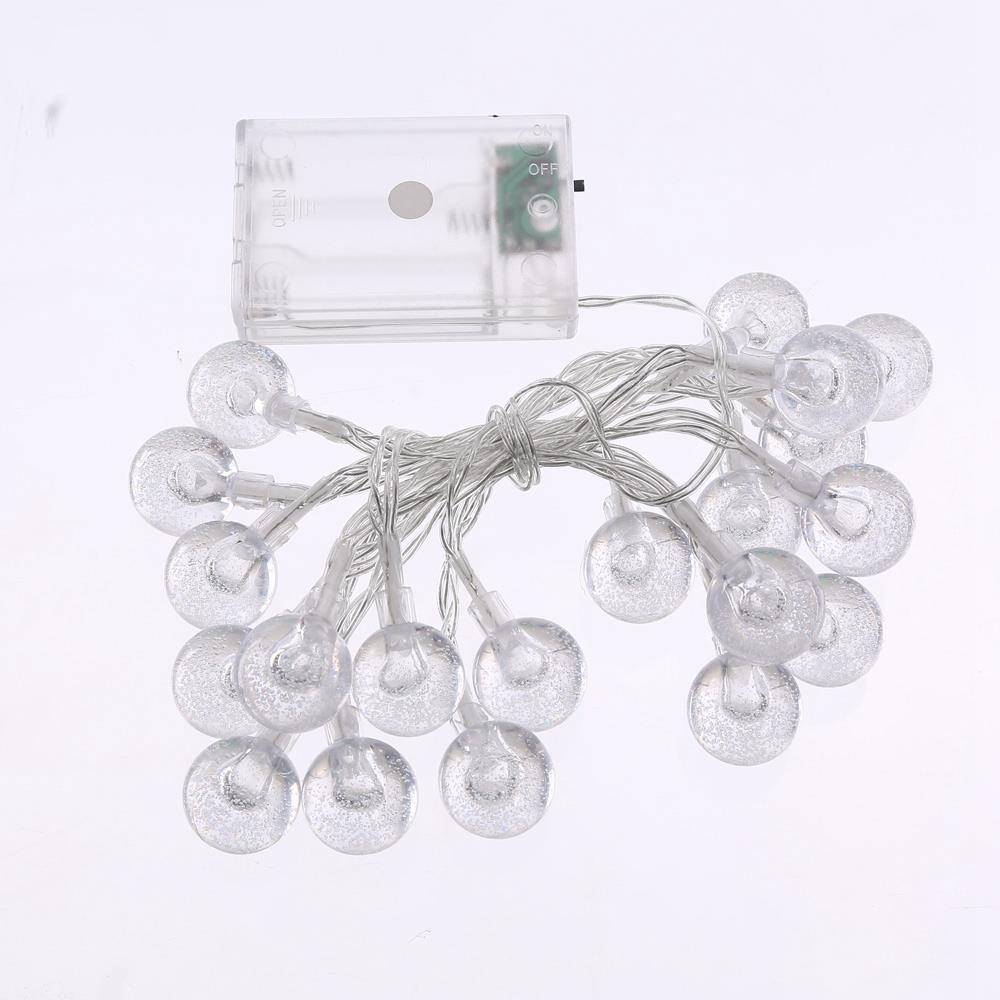 20PCS LED Bubble Ball Battery LED String Lights Holiday Christmas Party Garden Decoration Lights (2.2 Meters) - White