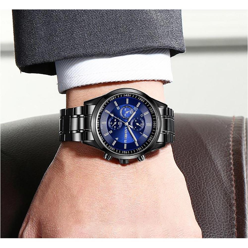 W5308 Men Casual Business Analog Quartz Wrist Watch Black Blue
