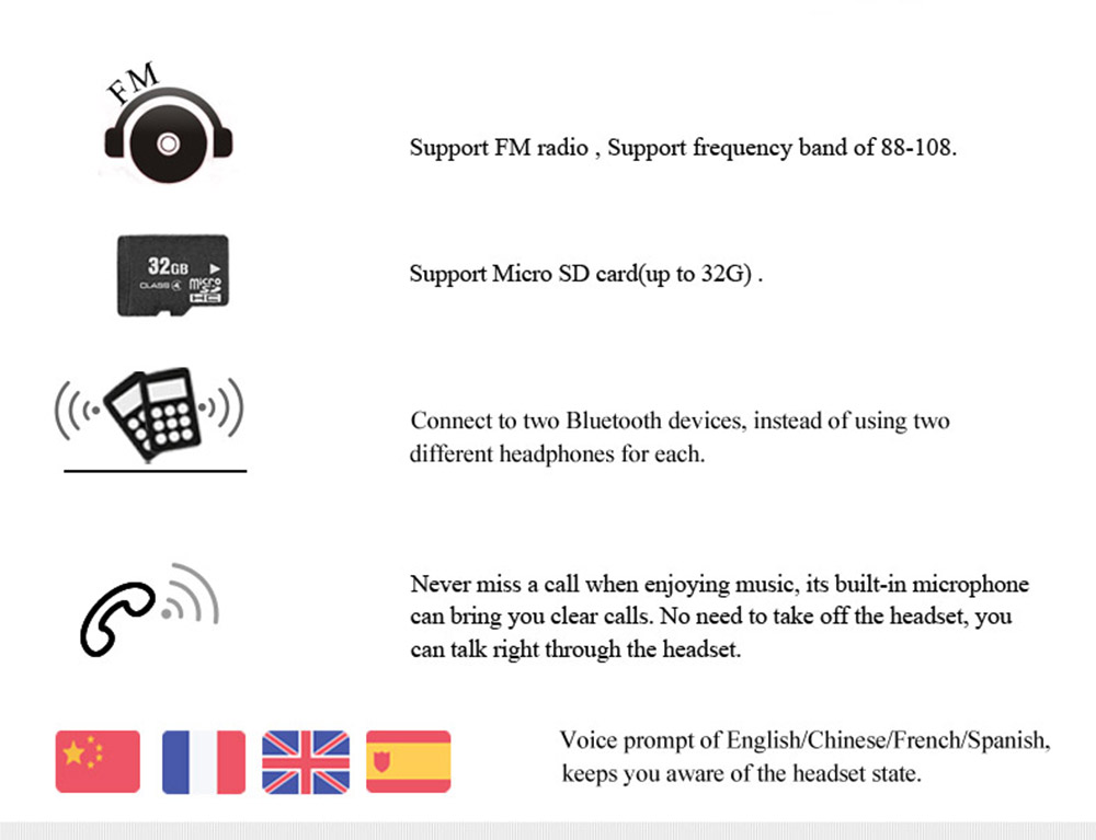 [HK Stock] Bluedio T2+ Bluetooth4.1 Wireless Stereo Headphone TF Card FM  Music Headset - White