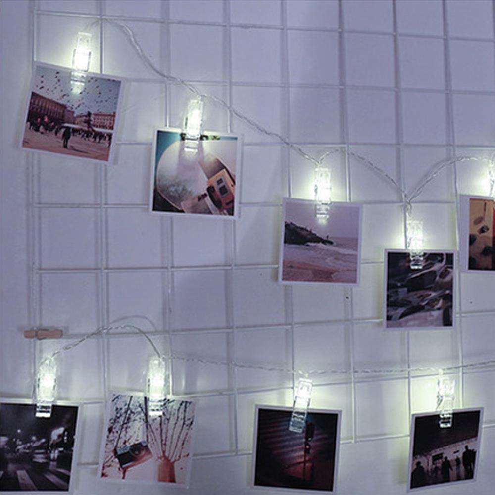 10PCS LED Clip Light Battery String Lights for Pictures Decoration Holiday Christmas Party Garden (1.2 Meters)- Warm White