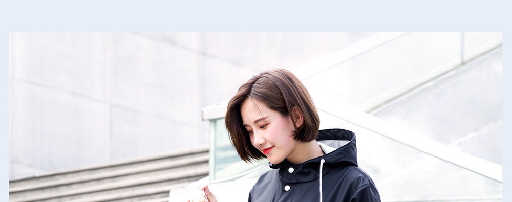 Xiaomi 7th Unisex Adult Raincoat (Waterproof Coat Jacket Reflective Strip Couple Cloak Poncho Size L Women) - Pink